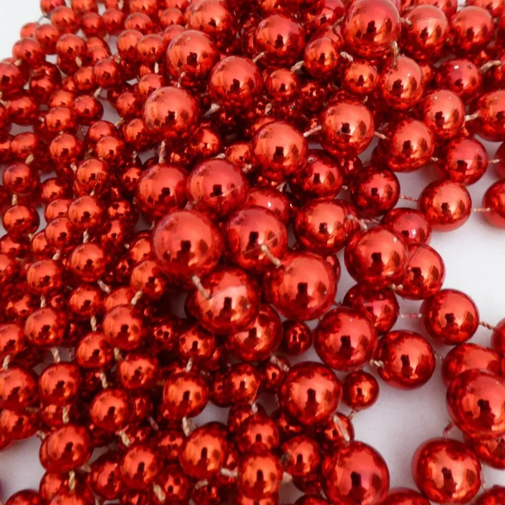 70’ FEET CHRISTMAS SHINY RED BEAD GARLAND STRAND LOT